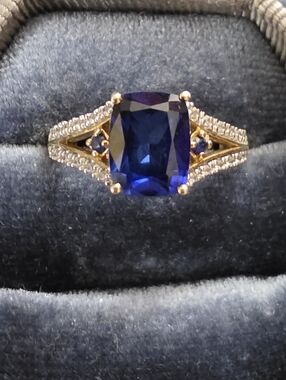 925 Silver Sapphire Yellow Gold Ring